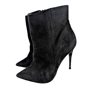 STEVE MADDEN! BLACK VEGAN LEATHER POINTY TOE, STILETTO HEEL ANKLE BOOTS! SZ 7M